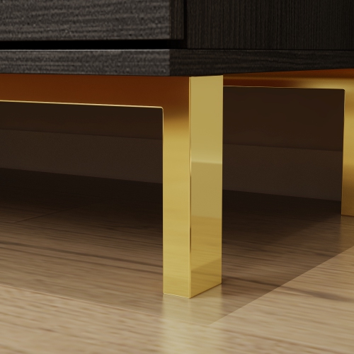 Famapy Modern 3-Drawer Cabinet with Gold Accents and Spacious Storage for Bedroom or Living Room Black