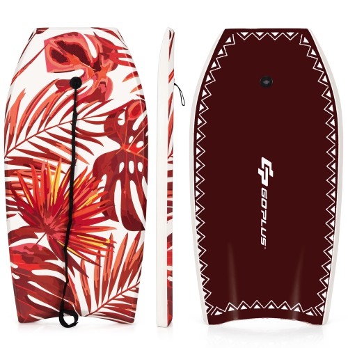 Costway 41" Bodyboard Lightweight Surfboard W/Wrist Leash Fin EPS Core for Kids & Adults