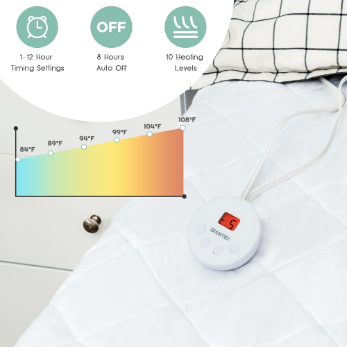 Costway Heated Electric Mattress Pad Queen Size w/Dual Controller Auto Shut Off