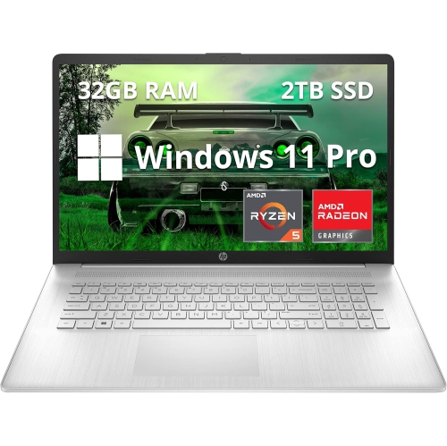 Open Box - HP 17.3" Brightview HD+ Touchscreen Laptop, AMD Ryzen 5 5625U Processor, 2TB PCIe SSD, 32GB RAM, AMD Radeon Graphics, Full-Size Keyboard,