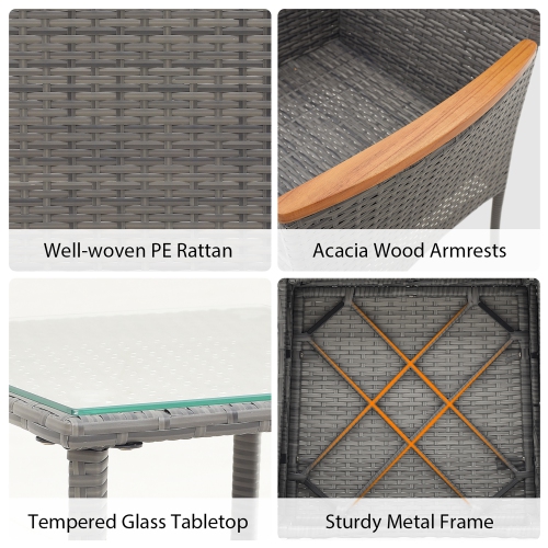 Gymax 5 Pieces Wicker Patio Furniture Set PE Rattan Porch Chairs w/ Ottomans