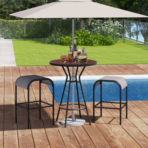 Gymax 5 PCS Patio Bistro Set Round Table w/ 1.6'' Umbrella Hole & 4 Stools Metal Frame