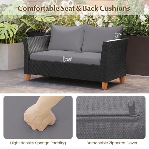 Gymax 8 PCS Wicker Patio Furniture Set w/ Removable Cushions Storage Coffee Table