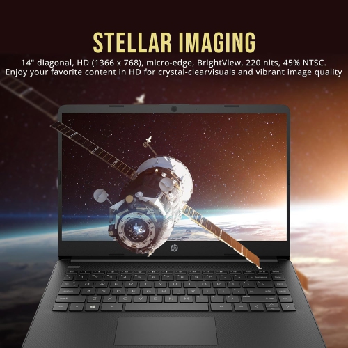 HP Stream 14" HD Laptop, Intel Celeron N4120, 288GB Storage, 8GB RAM, Intel UHD Graphics, HD Webcam, WiFi, Bluetooth, Win 11 S, Black