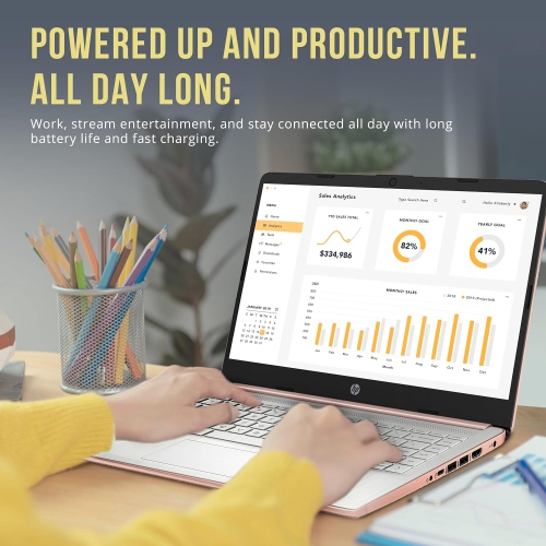 HP Stream 14" HD Laptop, Intel Celeron N4120, 288GB Storage, 16GB RAM, Intel UHD Graphics, HD Webcam, WiFi, Bluetooth, Win 11 S, Gold