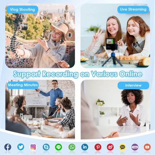 YOULIGHTS 4 in 1 Wireless Lavalier Microphones for iPhone, iPad, Android, Camera, USB-C Microphone 2 Pack Noise Reduction Crystal Clear Recording