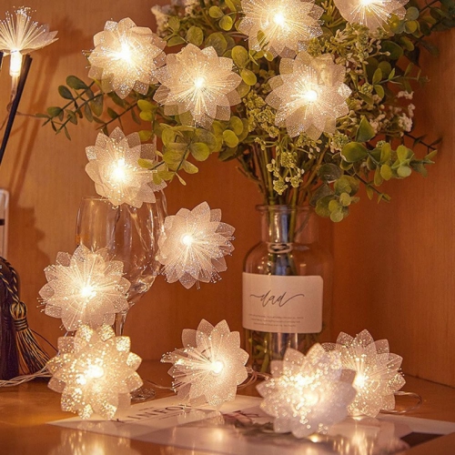 YOULIGHTS  80 Leds Flower Fibre Optic Fairy Lights 32.80Ft/10M, Firework String Lights Battery Operated - Warm In White