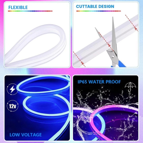 YOULIGHTS 32.80ft/10 M Led Neon Lights,Smart App Remote Control Music Sync Color Changing, DIY Graphics Flexible Led Lights Strip