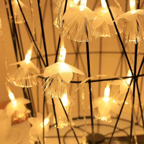 YOULIGHTS 40 LEDs Flower Fibre Optic Fairy Lights 19.68Ft/6M, Firework String Lights Battery Operated - Warm White