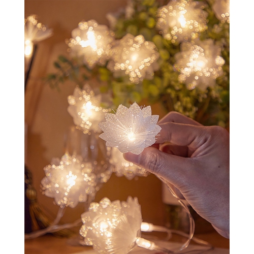 YOULIGHTS 40 LEDs Flower Fibre Optic Fairy Lights 19.68Ft/6M, Firework String Lights Battery Operated - Warm White