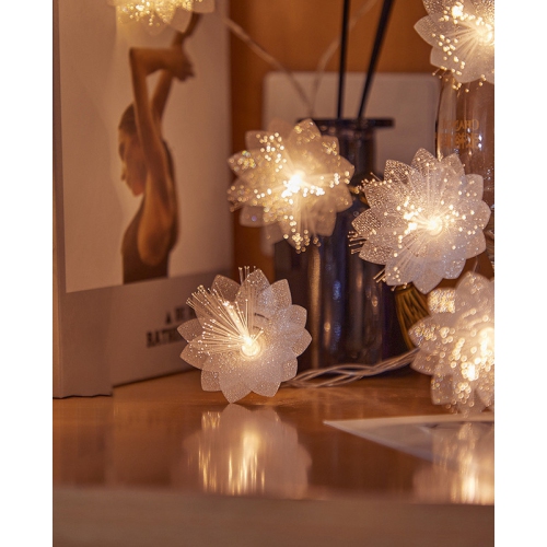 YOULIGHTS 40 LEDs Flower Fibre Optic Fairy Lights 19.68Ft/6M, Firework String Lights Battery Operated - Warm White