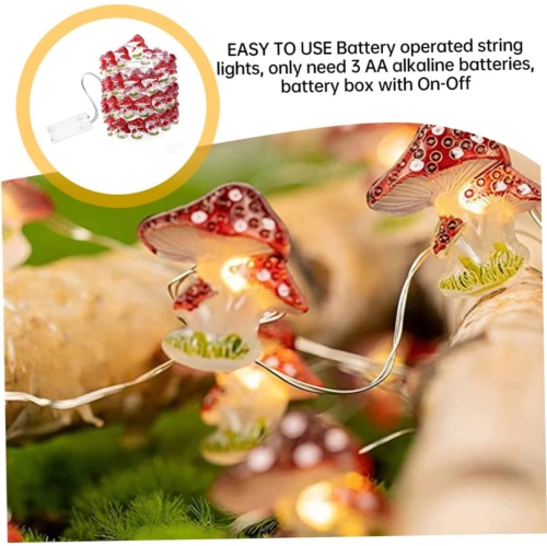 YOULIGHTS Mushroom LED String Lights 6.56FT/2M 20LEDs Fairy Lights Battery Powered Lights Decor for Bedroom