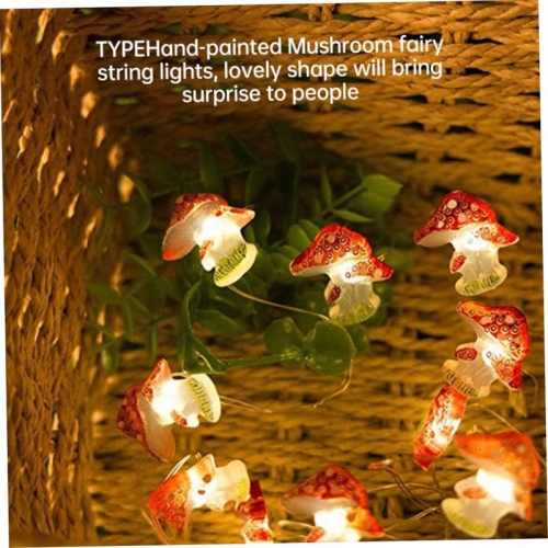 YOULIGHTS Mushroom LED String Lights 6.56FT/2M 20LEDs Fairy Lights Battery Powered Lights Decor for Bedroom