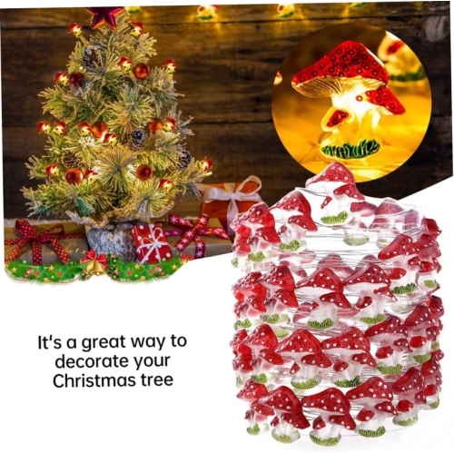 YOULIGHTS Mushroom LED String Lights 6.56FT/2M 20LEDs Fairy Lights Battery Powered Lights Decor for Bedroom