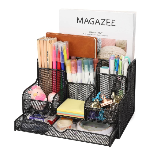 Desk Organizer, Office Organizers with 7 Compartmentsfor Notebook, Pens, Pencils Stationary Accessories Office Supplies