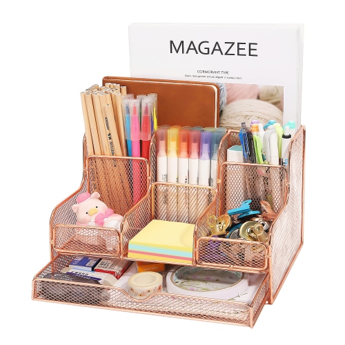 Desk Organizer, Office Organizers with 7 Compartmentsfor Notebook, Pens, Pencils Stationary Accessories Office Supplies