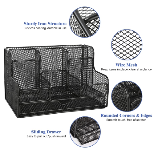 Desk Organizer, Office Organizers with 7 Compartmentsfor Notebook, Pens, Pencils Stationary Accessories Office Supplies