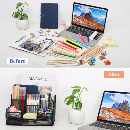 Desk Organizer, Office Organizers with 7 Compartmentsfor Notebook, Pens, Pencils Stationary Accessories Office Supplies
