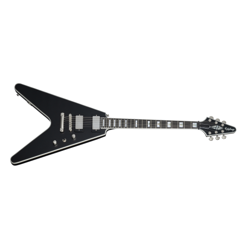 Guitare électrique Flying V Prophecy Epiphone avec étui Gigbag - vieux noir de jais métallisé