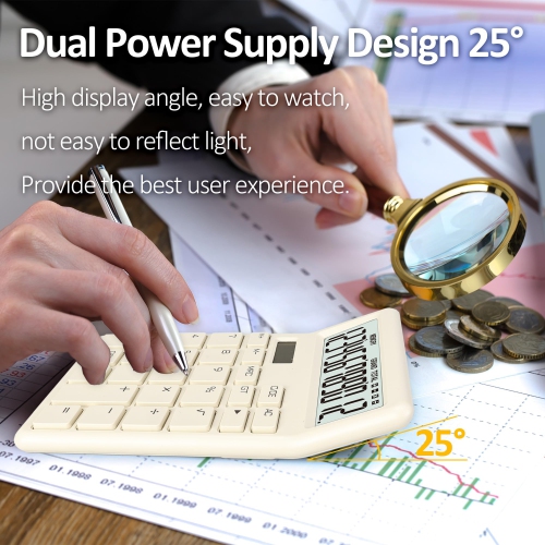 Desktop Calculator 12 Digit, Standard Dual Power with Battery and Solar, Large LCD Display Perfect for Home, Office and School