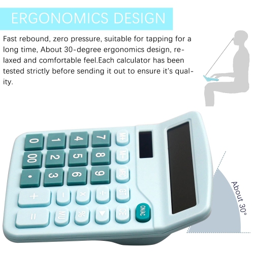 Calculatrice de bureau avec très grand écran ACL à 12 chiffres, calculatrice de bureau, pile et énergie solaire pour l’école à domicile de bureau