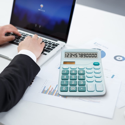 Calculatrice de bureau avec très grand écran ACL à 12 chiffres, calculatrice de bureau, pile et énergie solaire pour l’école à domicile de bureau