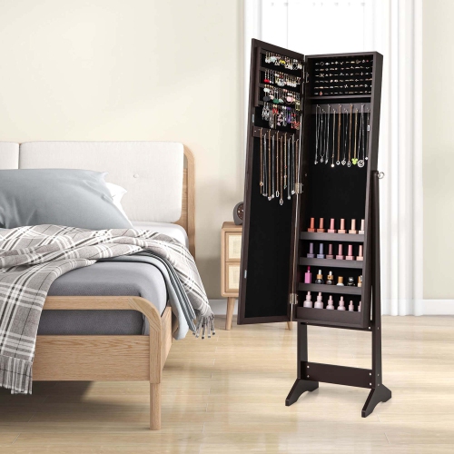 Coffret de rangement d'armoire avec miroir de Costway Jewellery avec cadeau de Noël sur pied