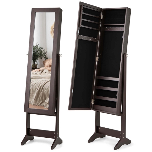 Coffret de rangement d'armoire avec miroir de Costway Jewellery avec cadeau de Noël sur pied
