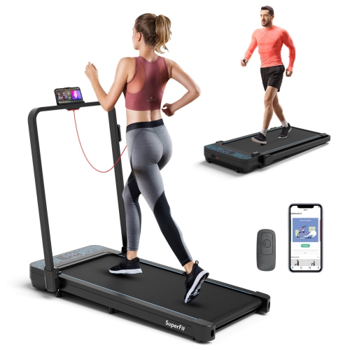 Superfit 2 in 1 Folding Treadmill Walking Pad with Remote & APP Control and LED Display