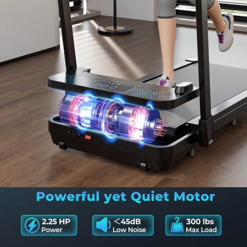 Superfit 2 in 1 Folding Treadmill Walking Pad with Remote & APP Control and LED Display