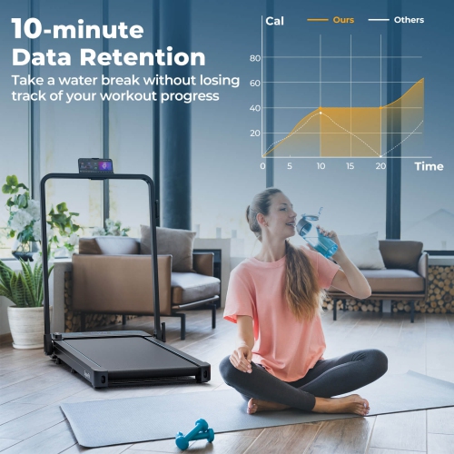 Superfit 2 in 1 Folding Treadmill Walking Pad with Remote & APP Control and LED Display