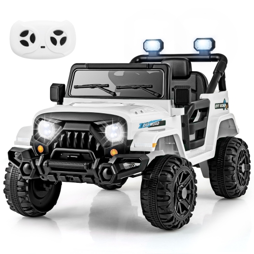 GYMAX  12V Kids Ride On Truck Car W/remote Control Threaded Wheels 3 Speeds Led Lights