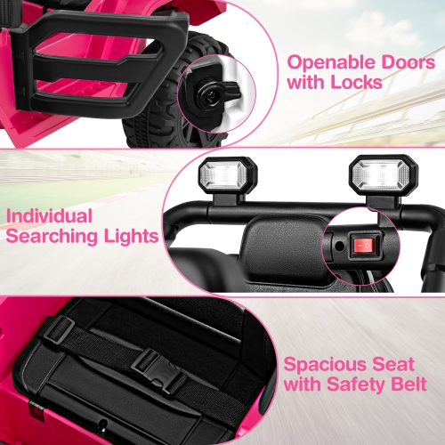 Gymax 12V Kids Ride on Truck Car w/Remote Control Threaded Wheels 3 Speeds LED Lights