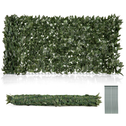 GYMAX  120" X 40" Artificial Ivy Privacy Fence Faux Ivy Vines Covering Leaves Wall Roll
