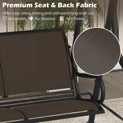 Gymax 3-Seat Outdoor Swing Porch Canopy Swing w/ Adjustable Shading Breathable Seat