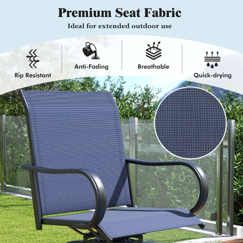 Gymax Outdoor Swivel Bar Stool Set of 2 w/Breathable Fabric and Heavy Duty Metal Frame