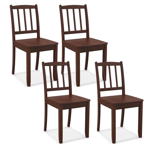 GYMAX  Wood Dining Chair Set Of 4 W/ Rubber Wood Legs Curved Backrest for Kitchen