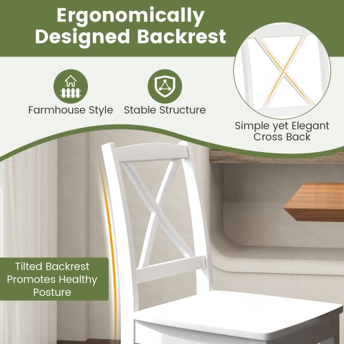 Gymax Dining Chair Set of 4 Kitchen Side Chairs w/ Rubber Wood Legs & Cross Back