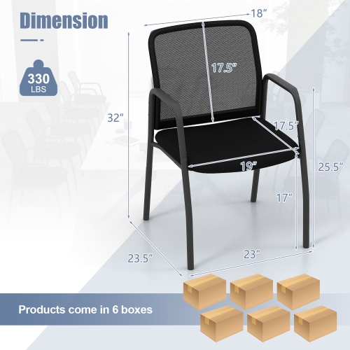 Gymax Meeting Room Chair Set of 12 Waiting Room Chairs w/ Ergonomic Backrest & Armrests