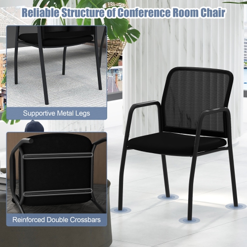 Gymax Meeting Room Chair Set of 12 Waiting Room Chairs w/ Ergonomic Backrest & Armrests