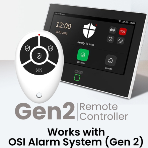 OSI Alarm Remote Controller 2-Pack - Accessory for OSI Smart Alarm System (Gen 2), Wireless, includes 1 CR2032 Battery, SOS, ARM Home, Arm Away and