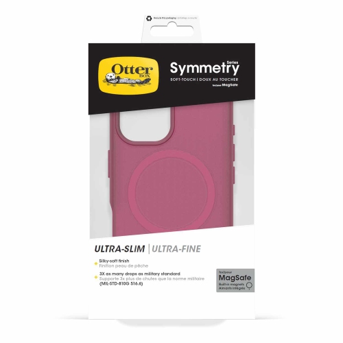 OtterBox Symmetry Soft Touch Case for iPhone 16 - Durable Pink Hard Shell with MagSafe Compatibility