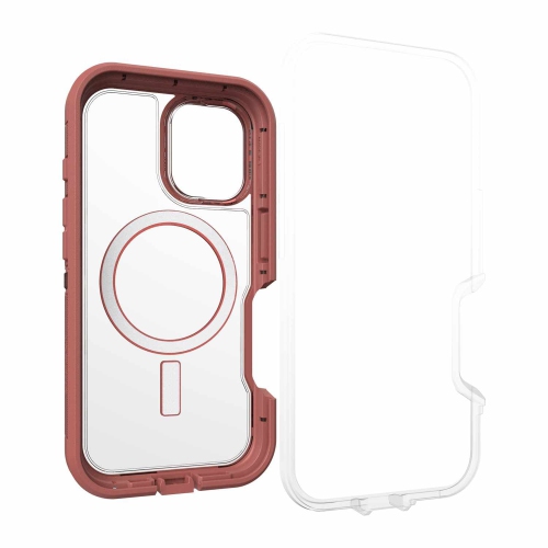OtterBox Defender XT Clear Pro Case for iPhone 16 - Rugged Red Phone Protection with MagSafe