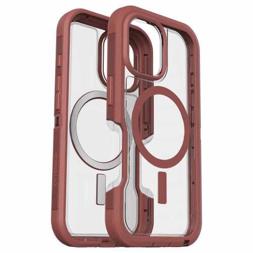 OtterBox Defender XT Clear Pro Case for iPhone 16 - Rugged Red Phone Protection with MagSafe