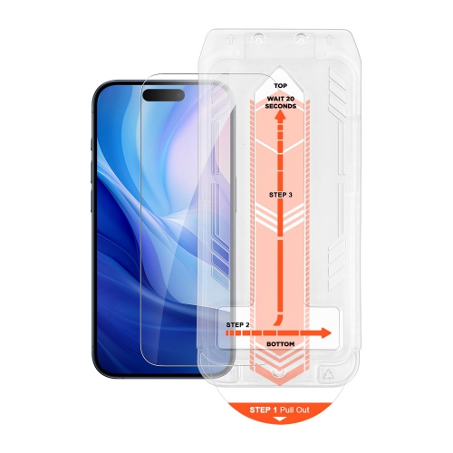 Protecteur d'écran en verre trempé HyperGear iPhone 16 Pro Max HD avec plateau d'application facile à installer