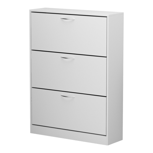 Famapy Sleek 3-Tier Shoe Storage Cabinet with Tilt-Out Drawers and Adjustable Compartments White