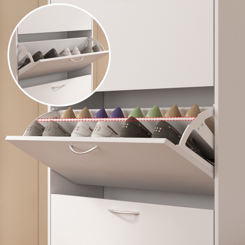 Famapy Sleek 3-Tier Shoe Storage Cabinet with Tilt-Out Drawers and Adjustable Compartments White