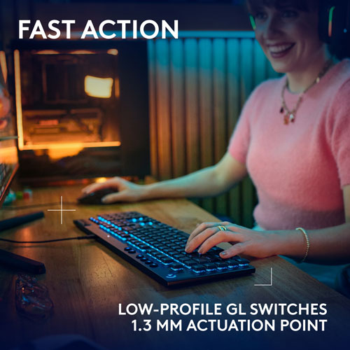 Clavier de jeu pleine grandeur avec fil rétroéclairé à commutateurs mécaniques tactiles GL G915 X de Logitech - Noir