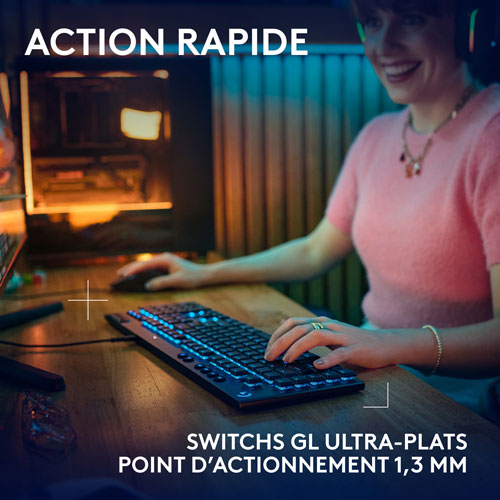 Clavier de jeu pleine grandeur avec fil rétroéclairé à commutateurs mécaniques tactiles GL G915 X de Logitech - Noir