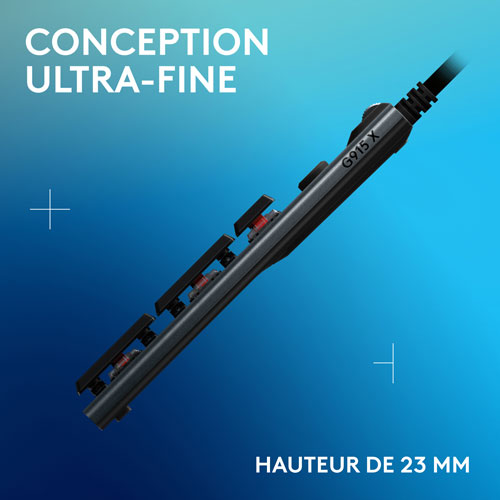 Clavier de jeu pleine grandeur avec fil rétroéclairé à commutateurs mécaniques tactiles GL G915 X de Logitech - Noir